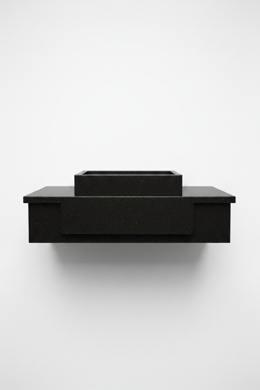 Absolute Black Granite Bathroom Countertop – Honed Finish | Marble Studio UAE
