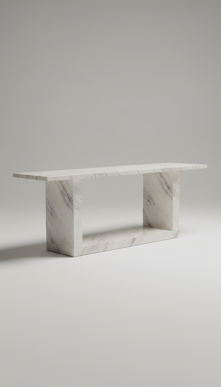 Carrara White Marble Console Table 150x60x60cm – Polished Stone | Marble Studio UAE