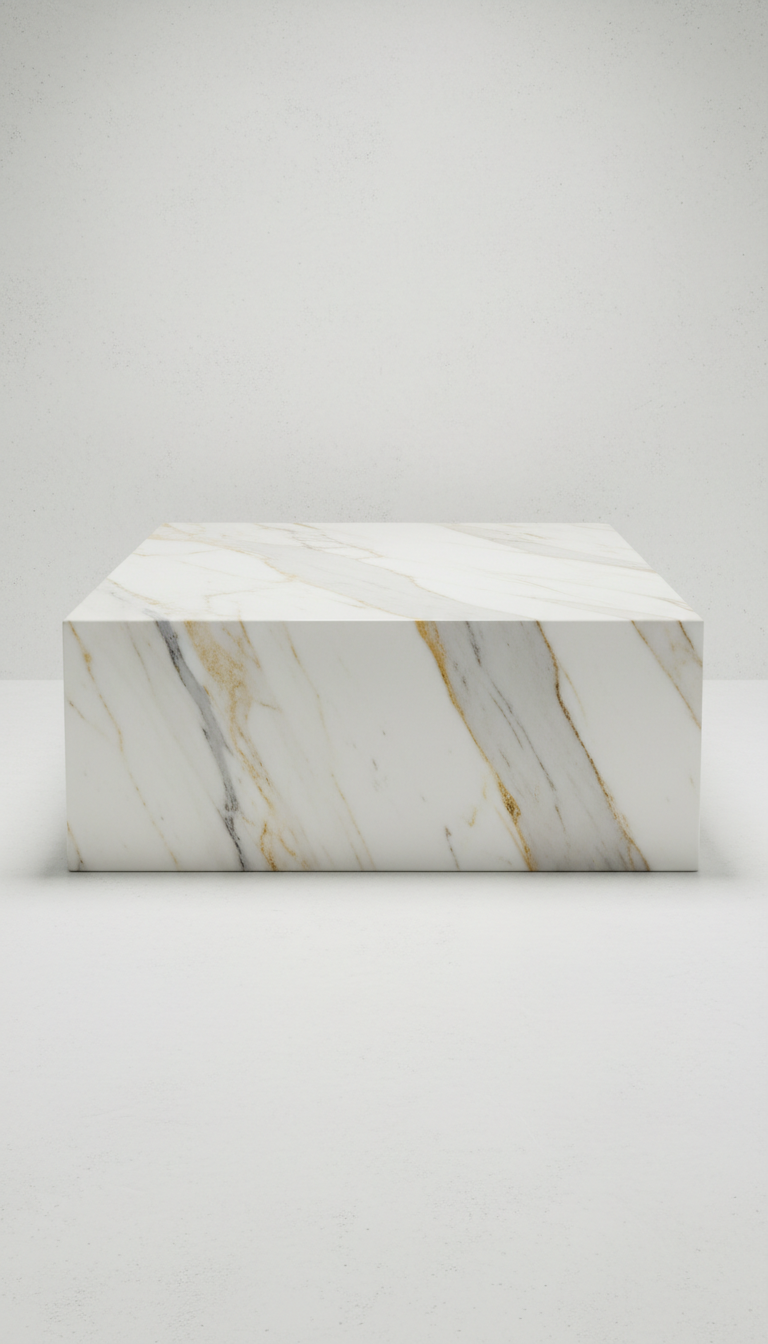 Calacatta Gold Porcelain Coffee Table – Polished Luxury Stone | Marble Studio UAE