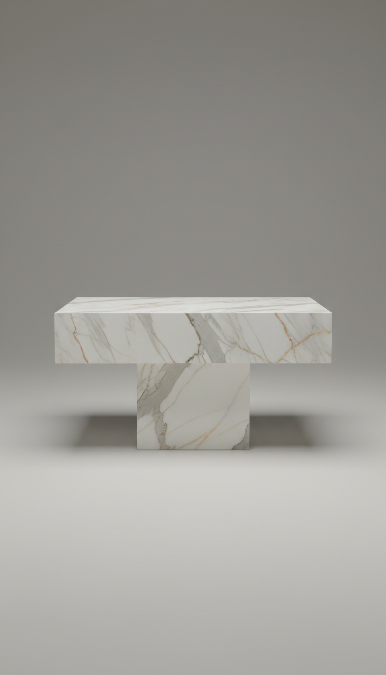 Porcelain Coffee Table – Gold & Grey Veined Luxury Stone | Marble Studio UAE