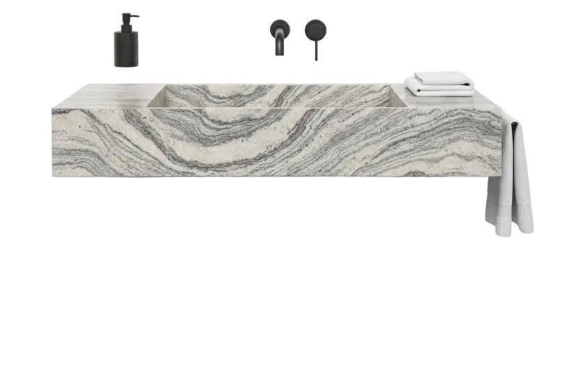 Silver Wave Granite Bathroom Countertop – Swirl Pattern Stone | Marble Studio UAE