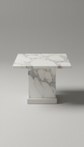 Arabescato White Marble Side Table – Grey Veined Honed Stone | Marble Studio UAE